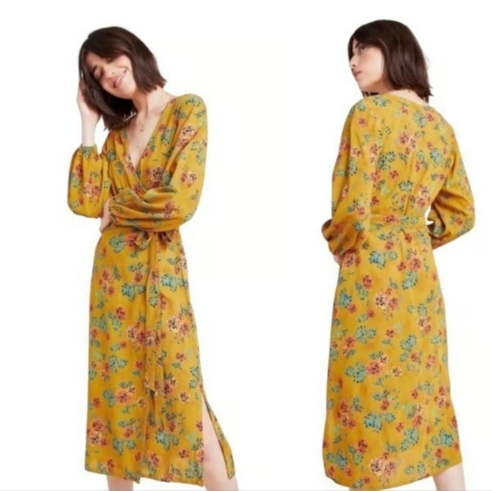 Faithful The Brand Anthropologie Dress Le Figaro Mustard Oahu Floral